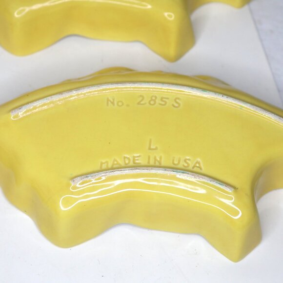 Vintage California Pottery Ceramic Lazy Susan Leaf Serving Tray Appy Dish Yellow - Picture 13 of 15